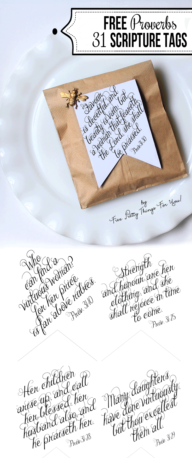 Printable Bible Verses: Proverbs 31 Tags - Free Pretty Things For You - Free Printable Bible Verse Labels