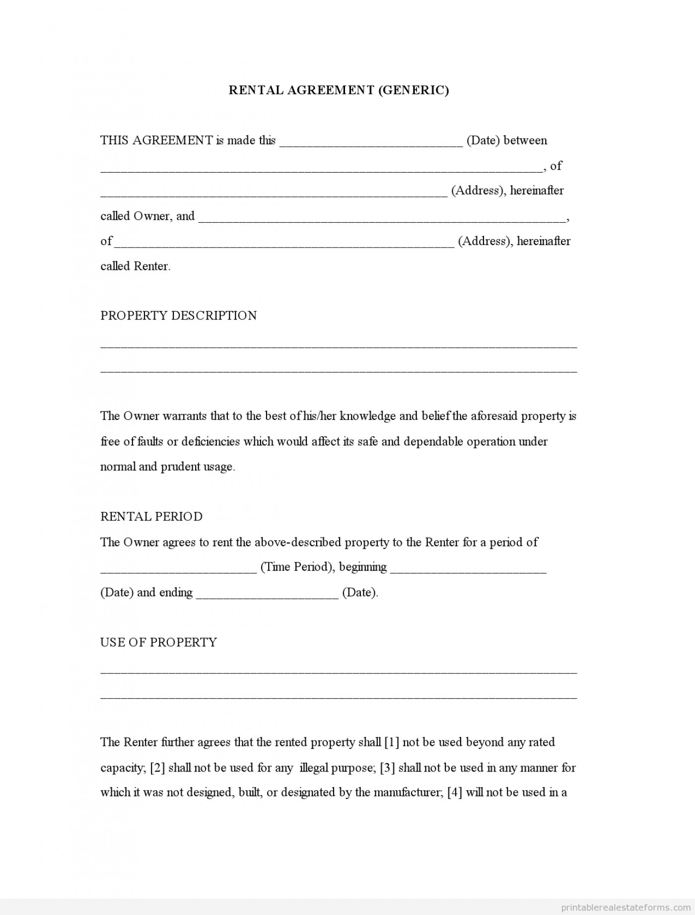 Printable Blank Rental Lease Agreement - Mandanlibrary - Free Printable Lease Agreement Texas