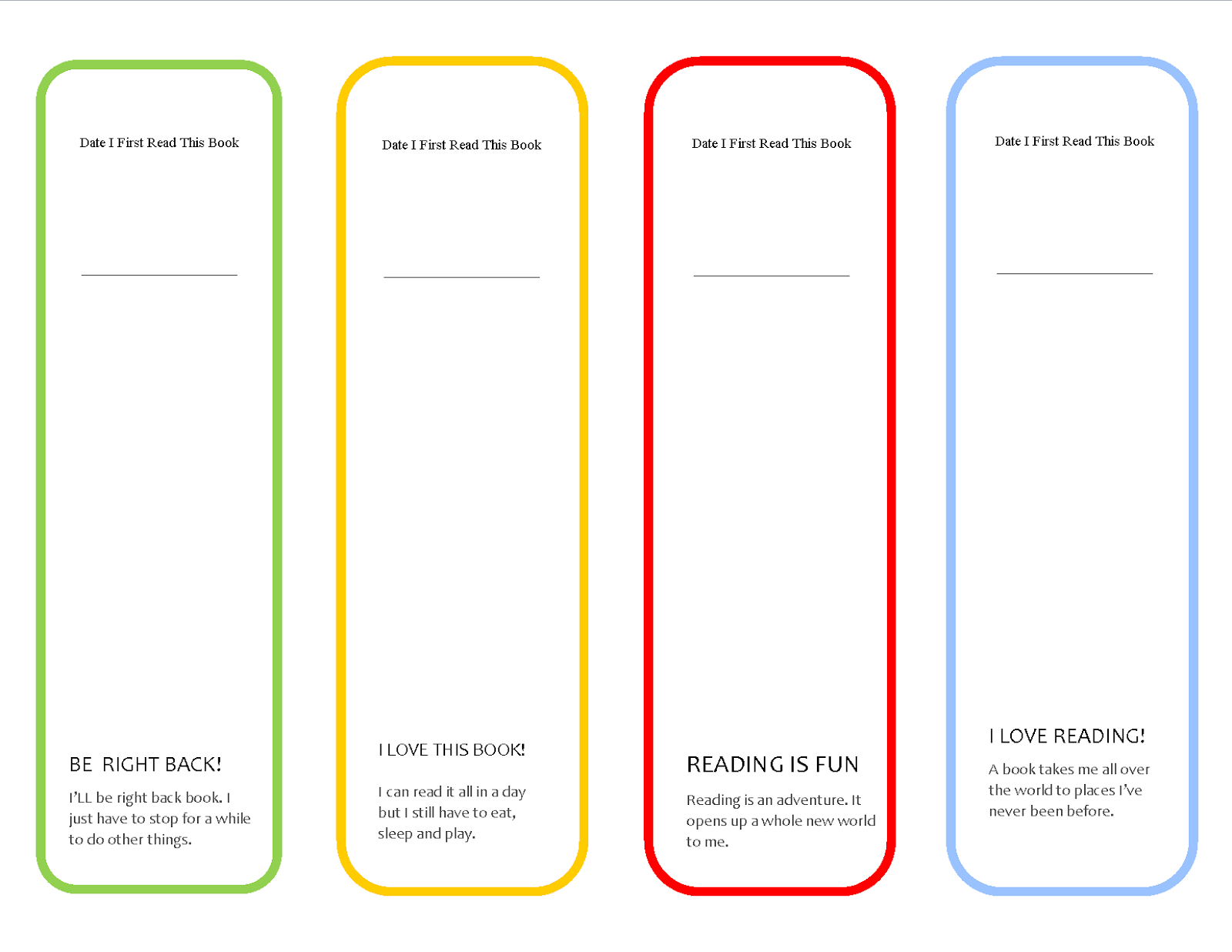 Free Bookmark Templates Word Excel Samples Free Printable Blank