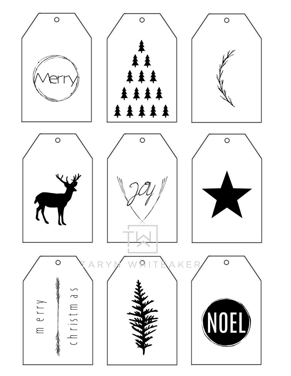 Printable Christmas Gift Tags - Taryn Whiteaker - Christmas Gift Tags Free Printable Black And White
