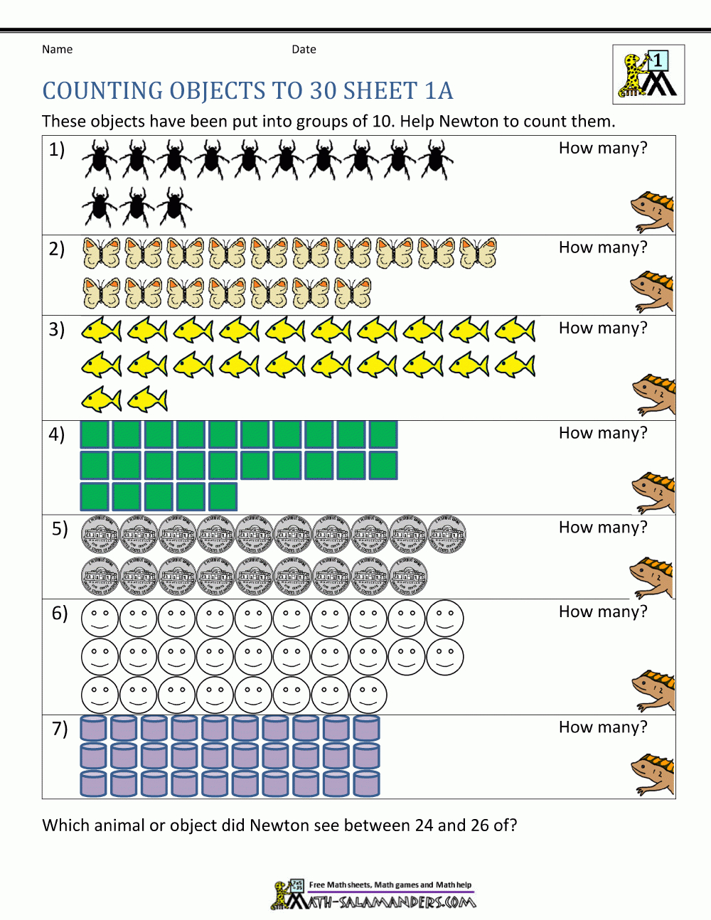 Printable Counting Worksheet - Counting Up To 50 - Free Printable Number Line To 30