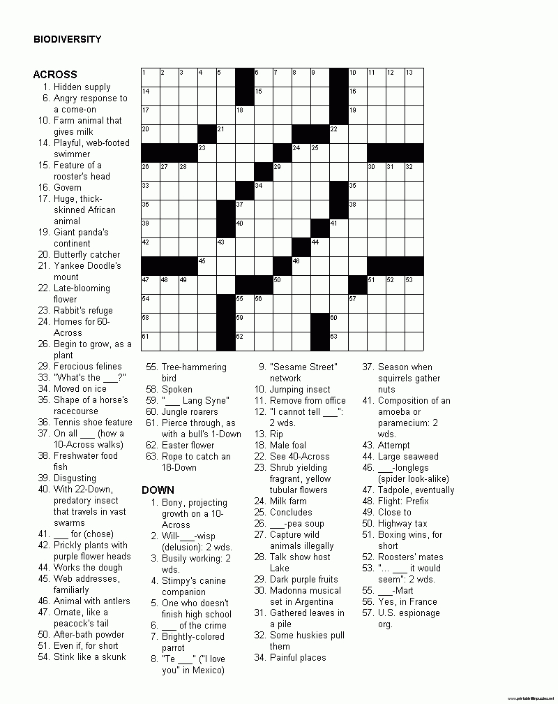 Printable Crossword Puzzles For Adults | English Vocabulary - Printable Newspaper Crossword Puzzles For Free