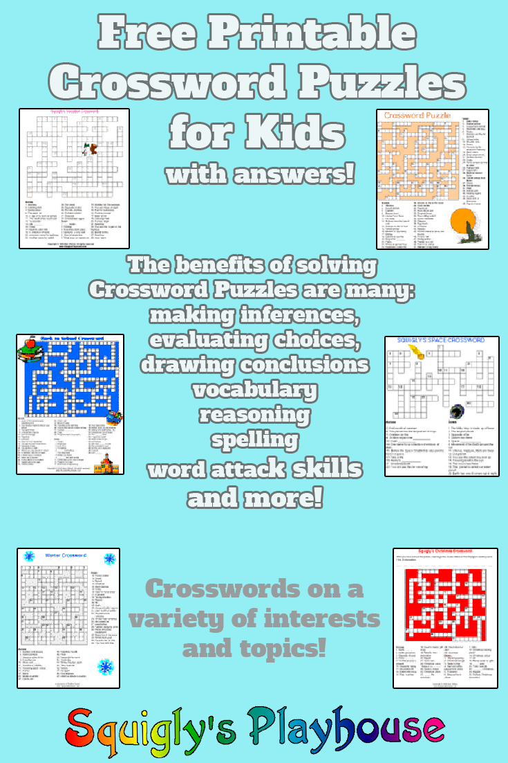 Printable Crossword Puzzles For Kids At Squigly&amp;#039;s Playhouse - Free Printable Crossword Puzzles For Kids