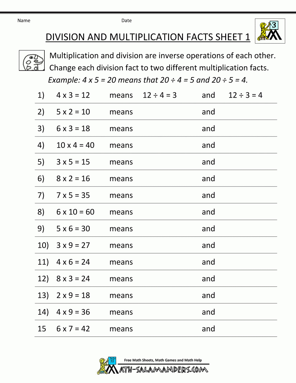 Printable Division Worksheets 3Rd Grade - Free Printable Division Worksheets