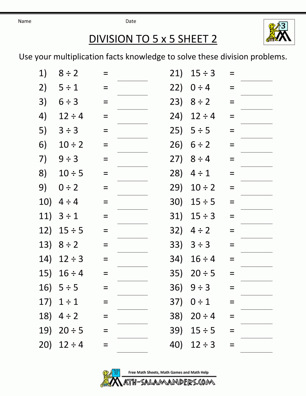 Printable Division Worksheets 3Rd Grade - Free Printable Division Worksheets