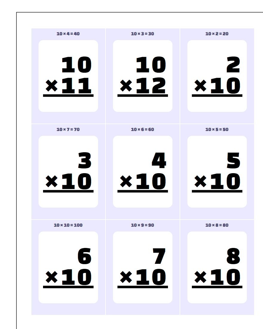 Printable Flash Cards - Flash Cards Multiplication Free Printable