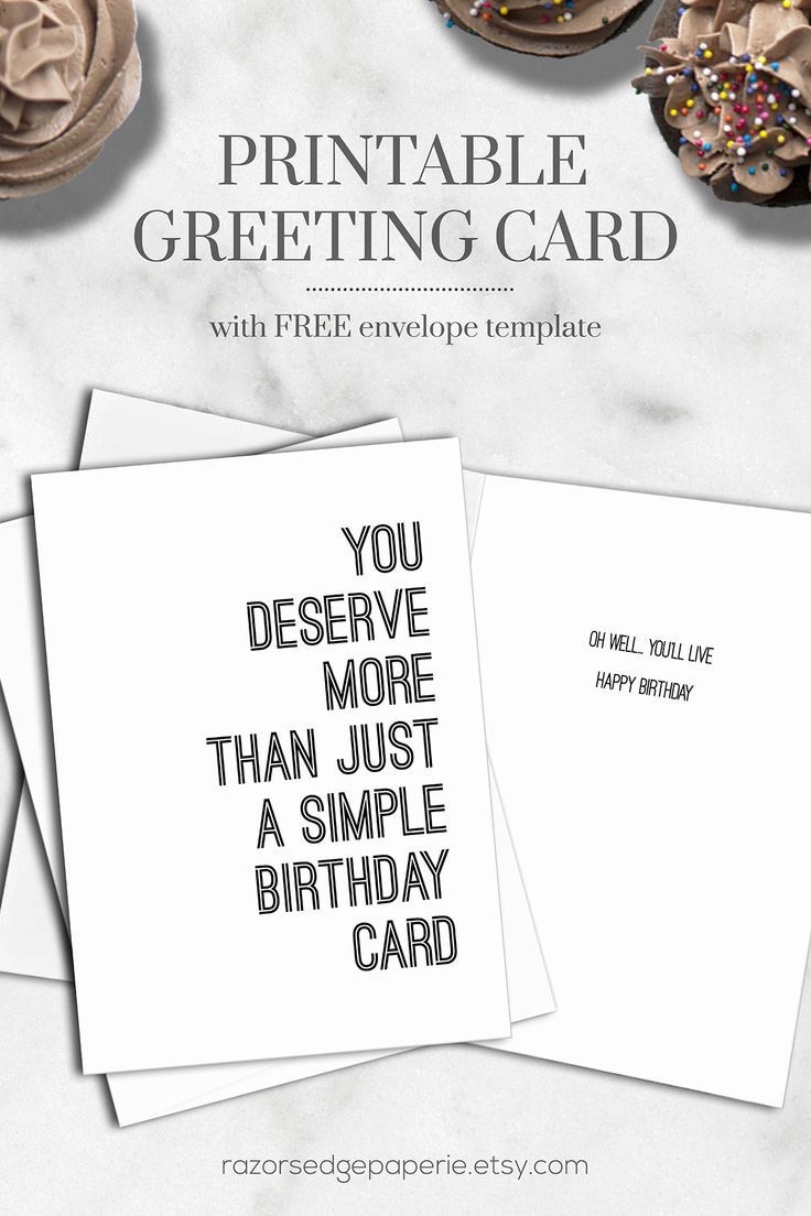 Printable Funny Birthday Card For Him Instant Download // Simple - Free Printable Funny Birthday Cards For Coworkers
