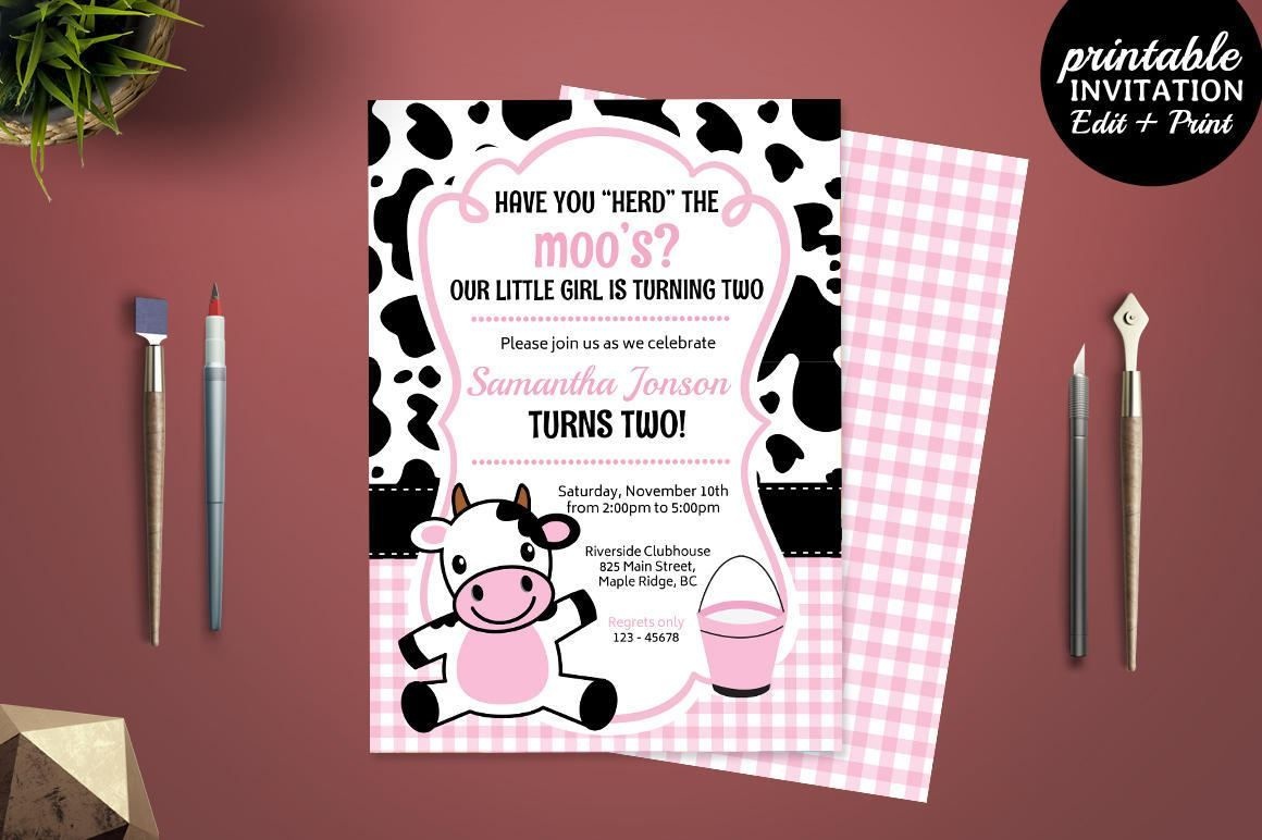 Cow Print Invitations Printable