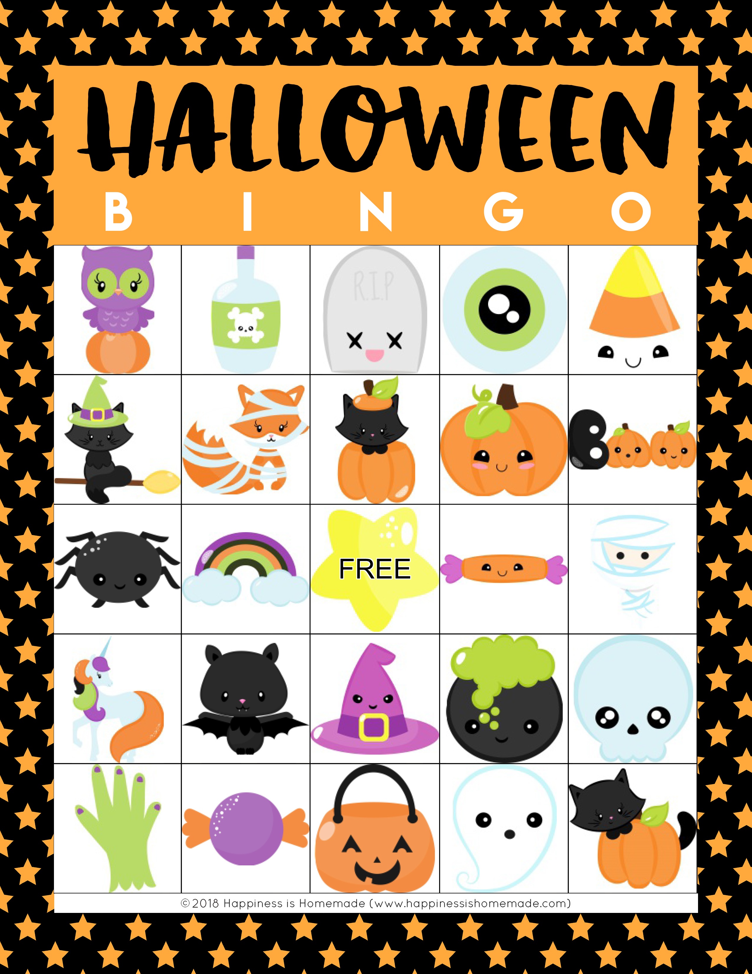 Printable Halloween Bingo Cards - Happiness Is Homemade - Free Printable Halloween Cards