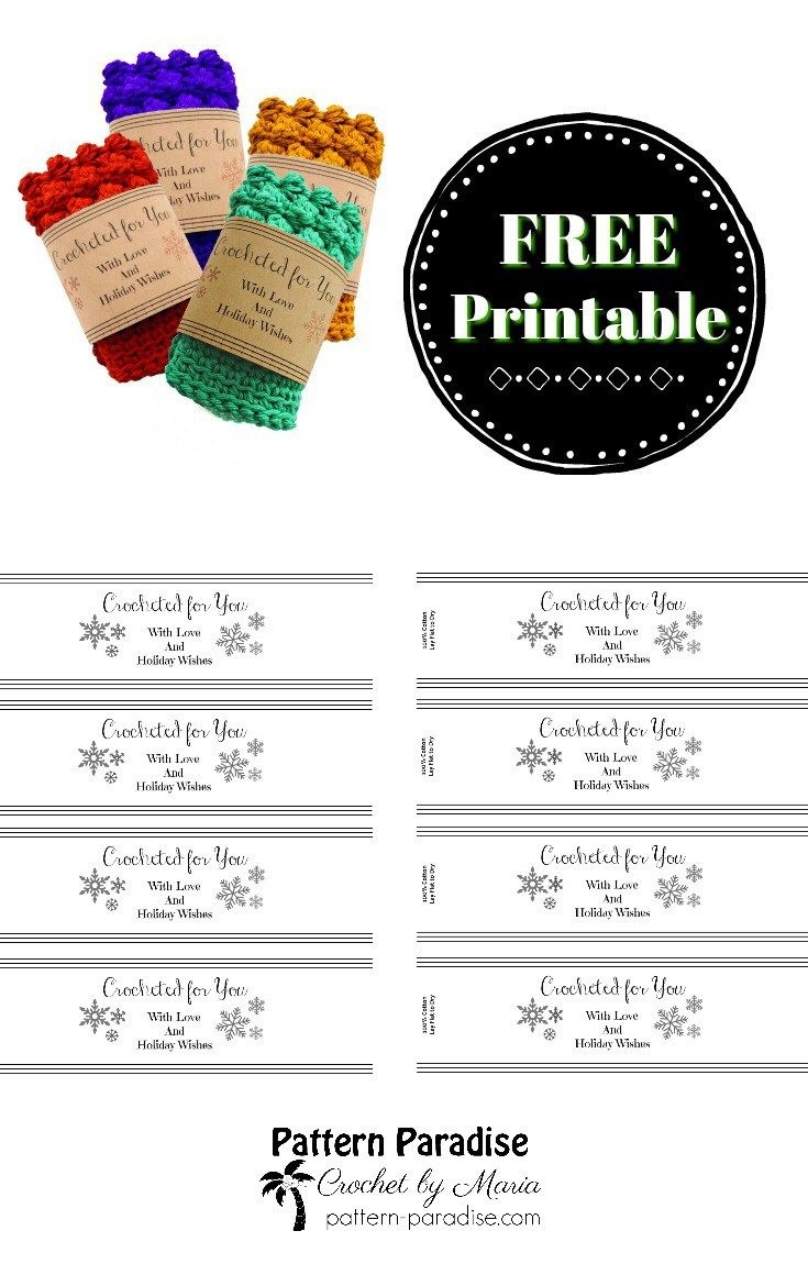 Printable: Holiday Crocheted For You Template | Dishcloth | Holiday - Free Printable Dishcloth Wrappers