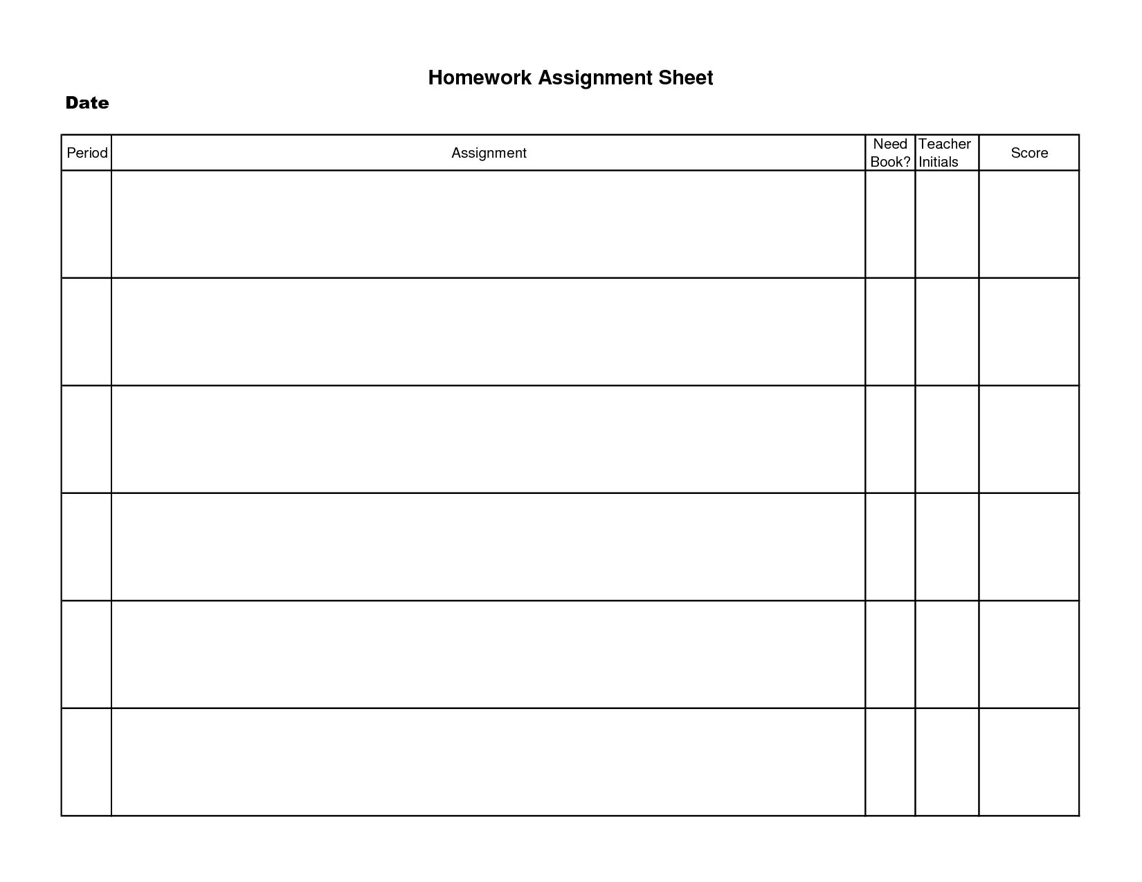 Printable Homework Assignment Sheet - Tutlin.psstech.co - Free Printable Homework Templates