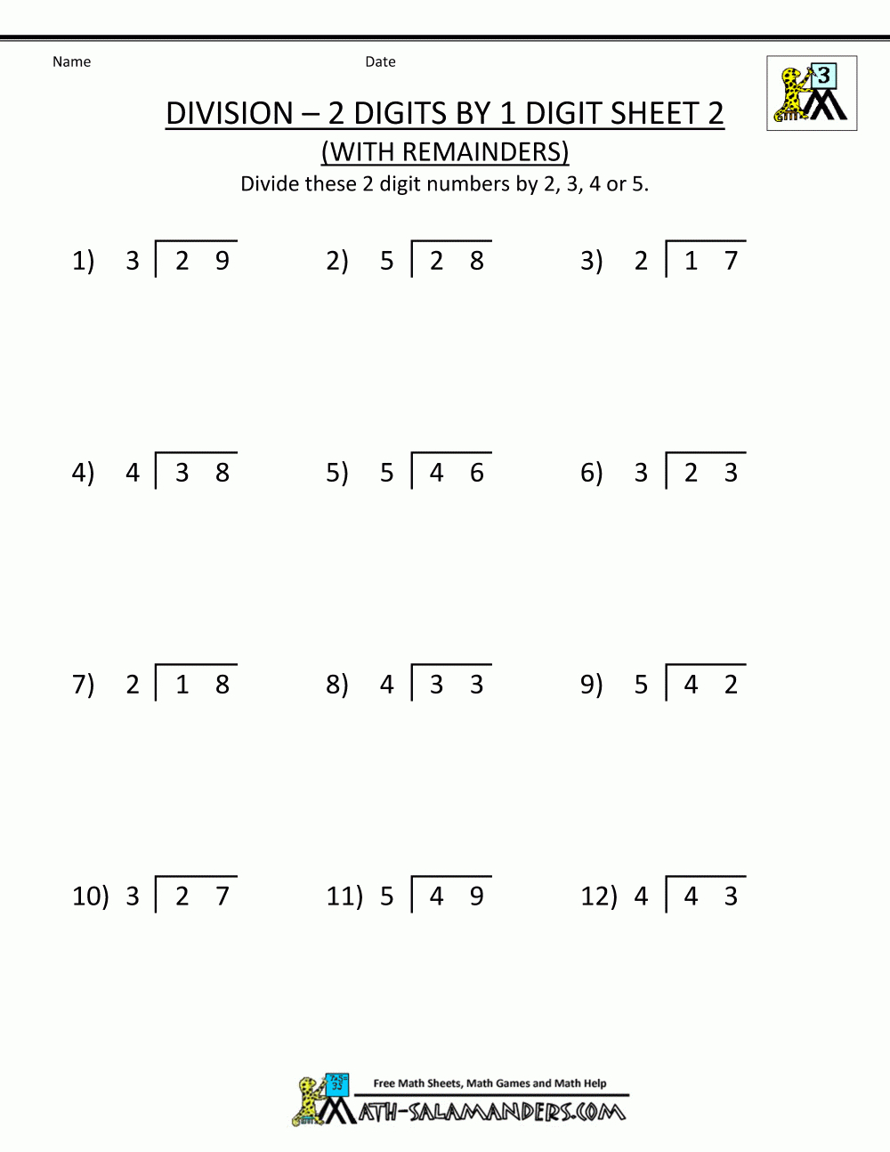 Printable Long Division Worksheets. With Remainders And Without - Free Printable Long Division Worksheets 5Th Grade