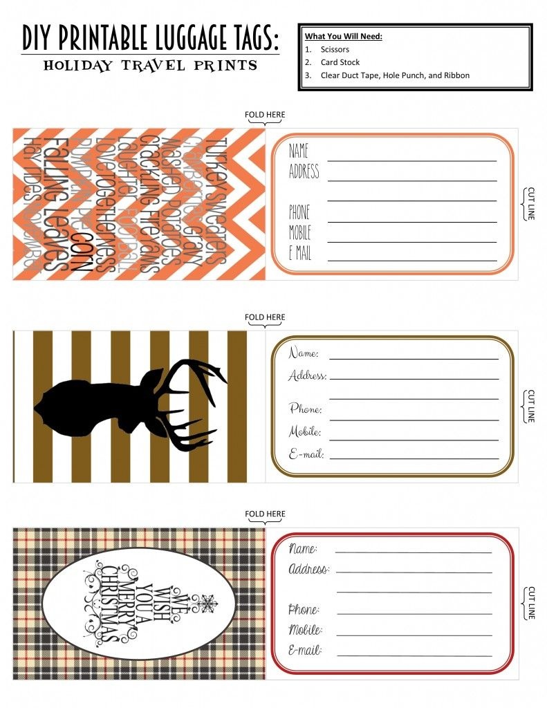 Printable Luggage Tags: Holiday Travel Edition | Projects To Try - Free Printable Luggage Tags