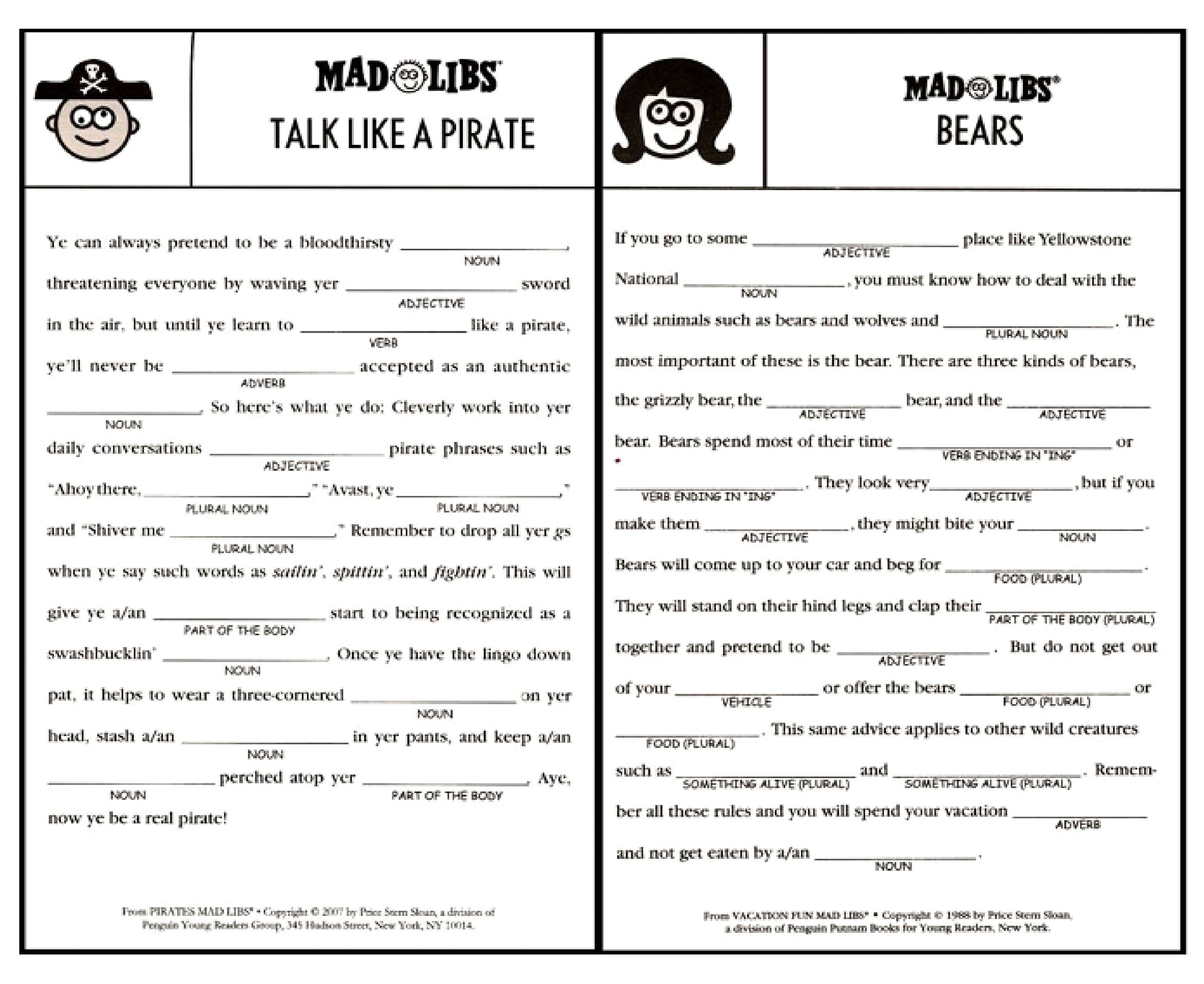 Printable Mad Libs Sheets For Adults - Google Search | Camping - Free Printable Mad Libs