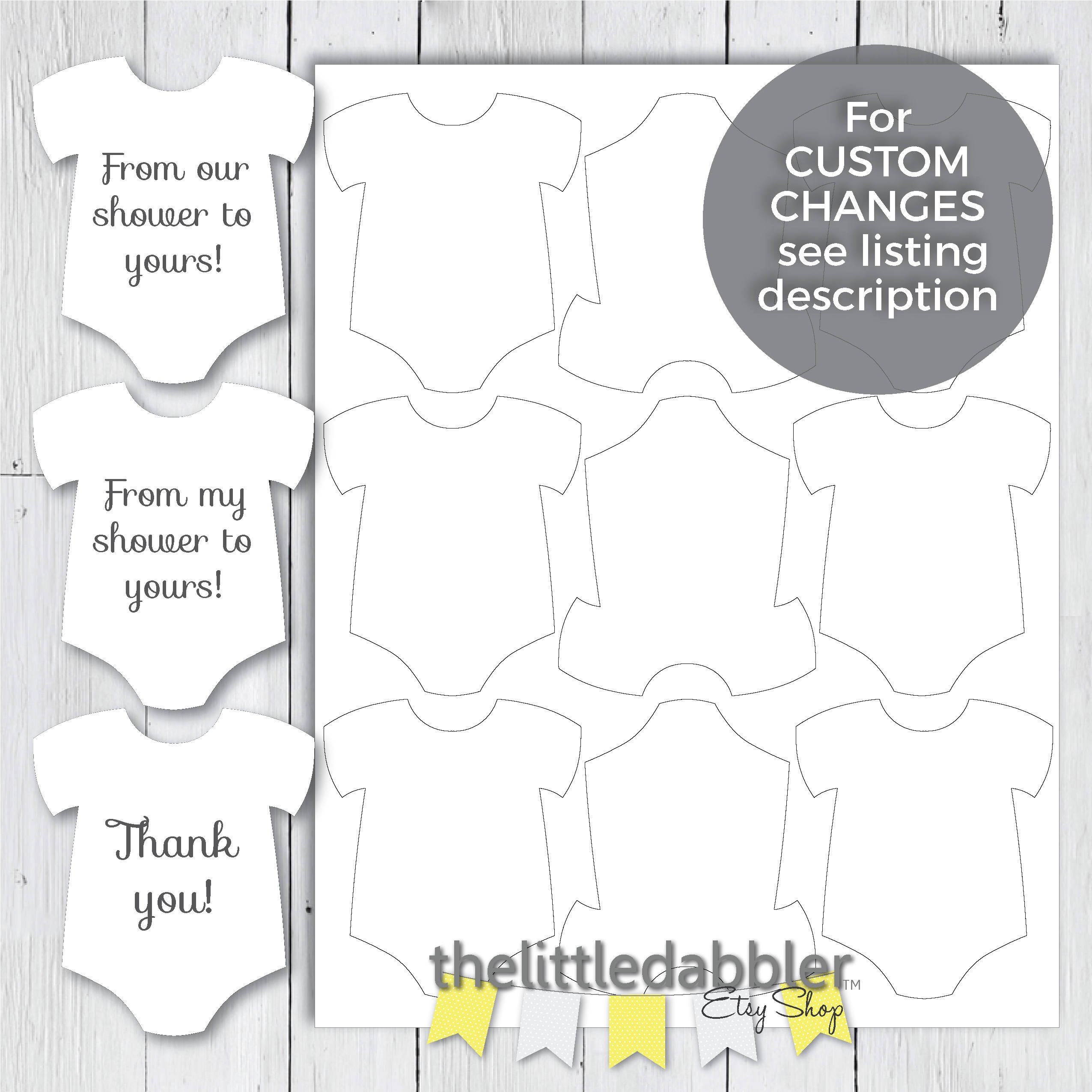 Printable Mini Onesie Baby Shower Favor Tags From Our | Etsy - Free Printable Onesie Pattern