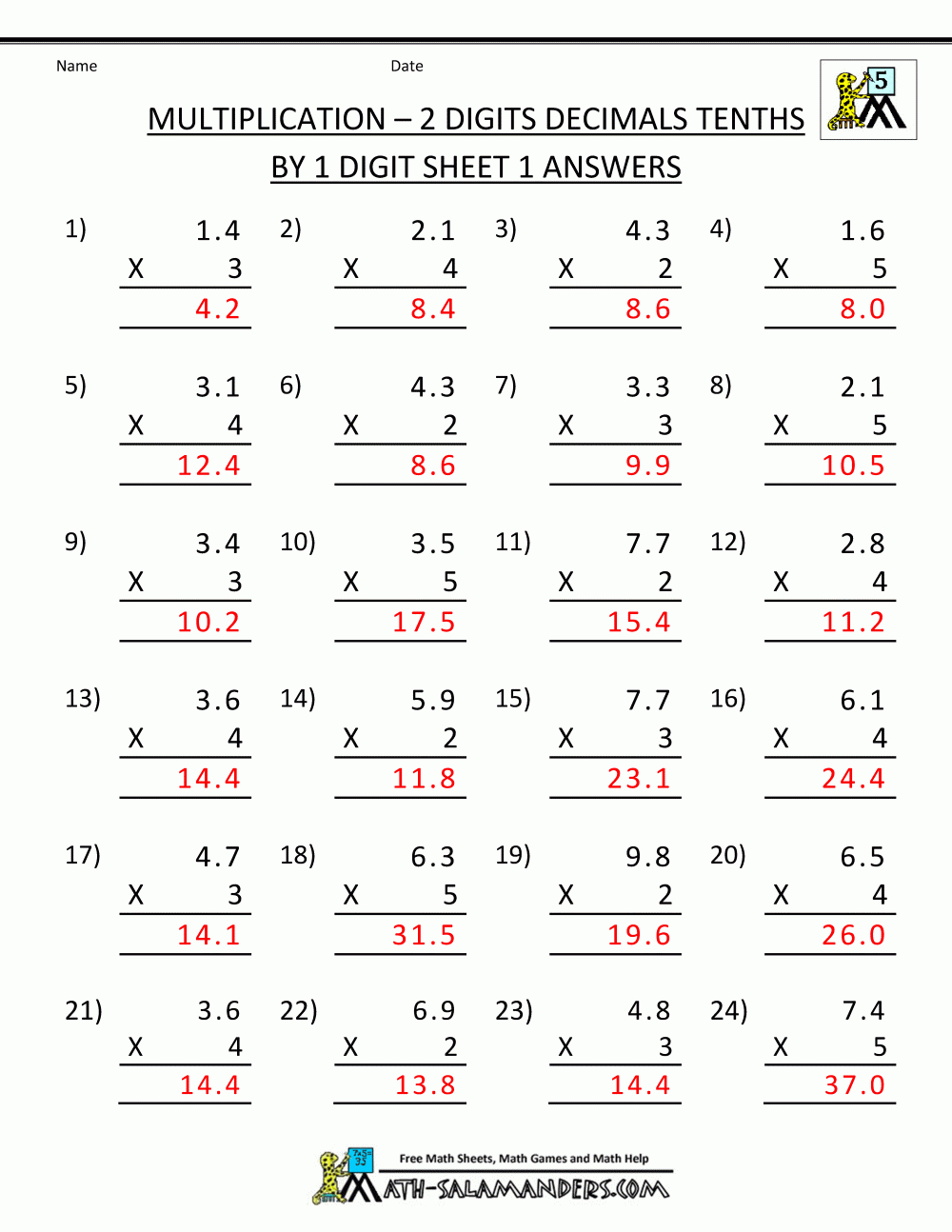 Printable Multiplication Sheets 5Th Grade - Free Printable Multiplication Sheets