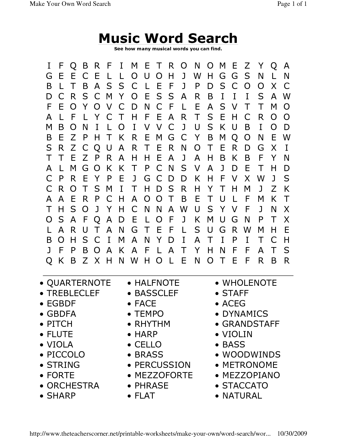 Printable Music Word Search Puzzles | Music Word Search | Word - Make Your Own Search Word Puzzle Free Printable