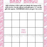 Printable Pink Damask Baby Shower Bingo Game Instant Download | Bee   Printable Baby Shower Bingo Games Free