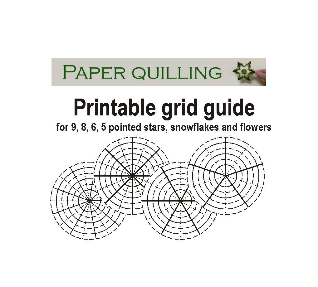 Printable Quilling Grid Guide For 5, 6, 8, 9 Pointed Stars - Free Printable Quilling Patterns
