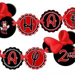 Printable Red Minnie Mouse Happy Birthday Banner, Minnie Mouse Red   Free Printable Mickey Mouse Birthday Banner