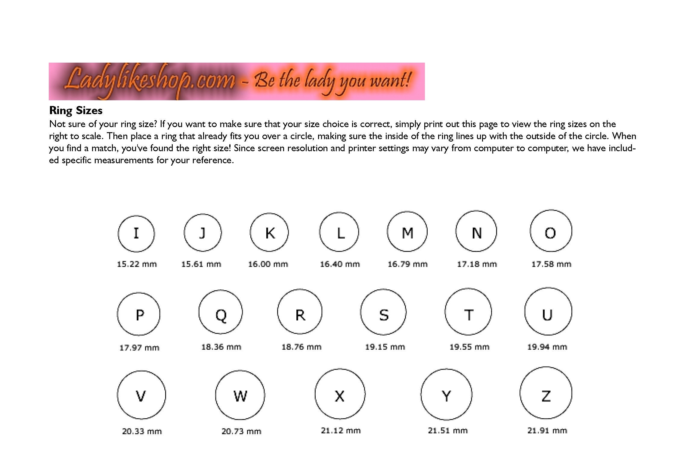 ring sizer chart for men