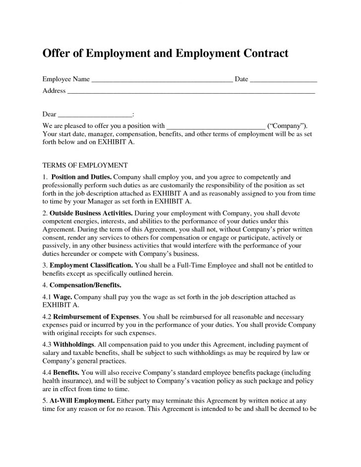 Free Printable Employment Contracts