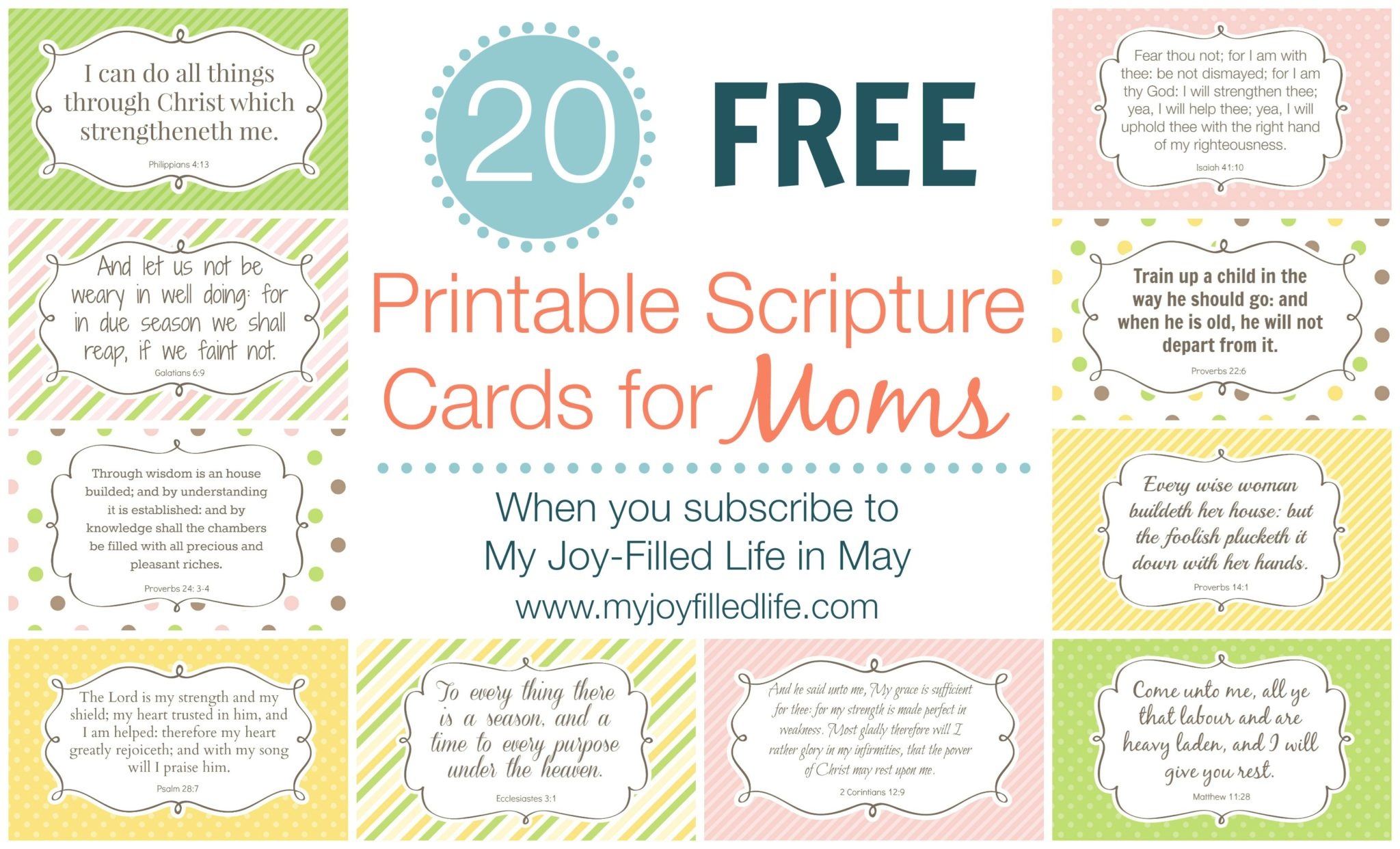 Printable Scripture Cards For Moms - Free For Subscribers - My Joy - Free Printable Scripture Cards