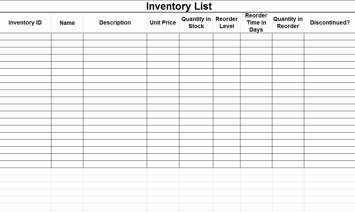 Printable Spreadsheet Template Awesome Free Printable Inventory - Free Printable Inventory Sheets