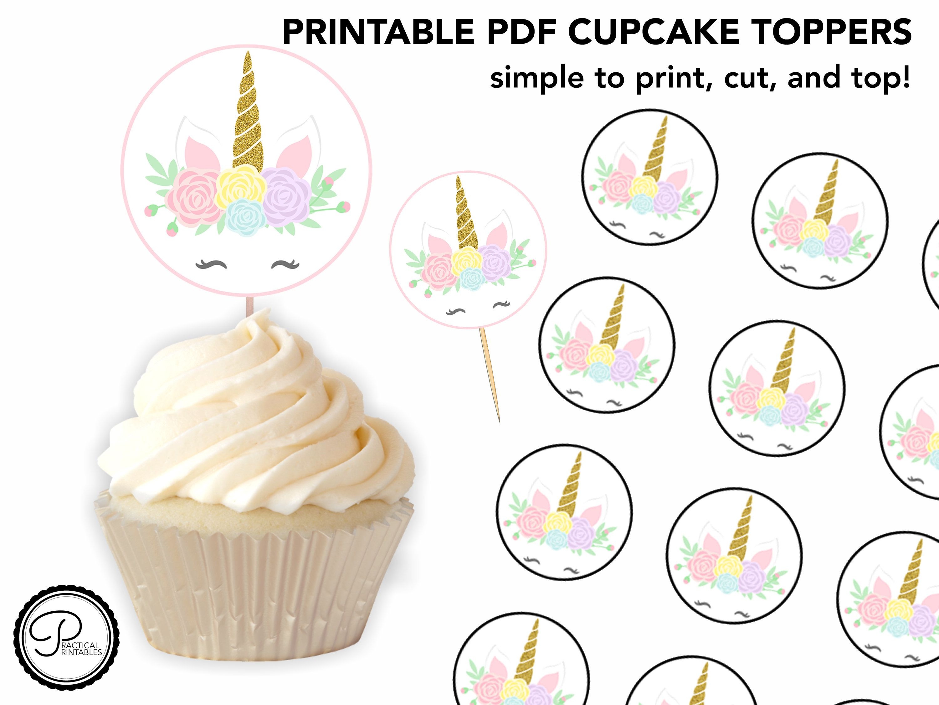 Printable Unicorn Cupcake Toppers - Perfect For A Simple Party - Free Printable Unicorn Cupcake Toppers