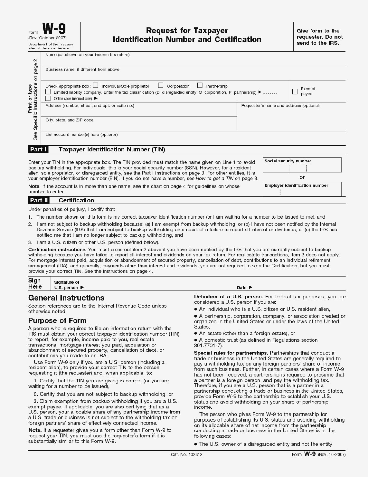 Printable W10 Form Printable Forms Free Online