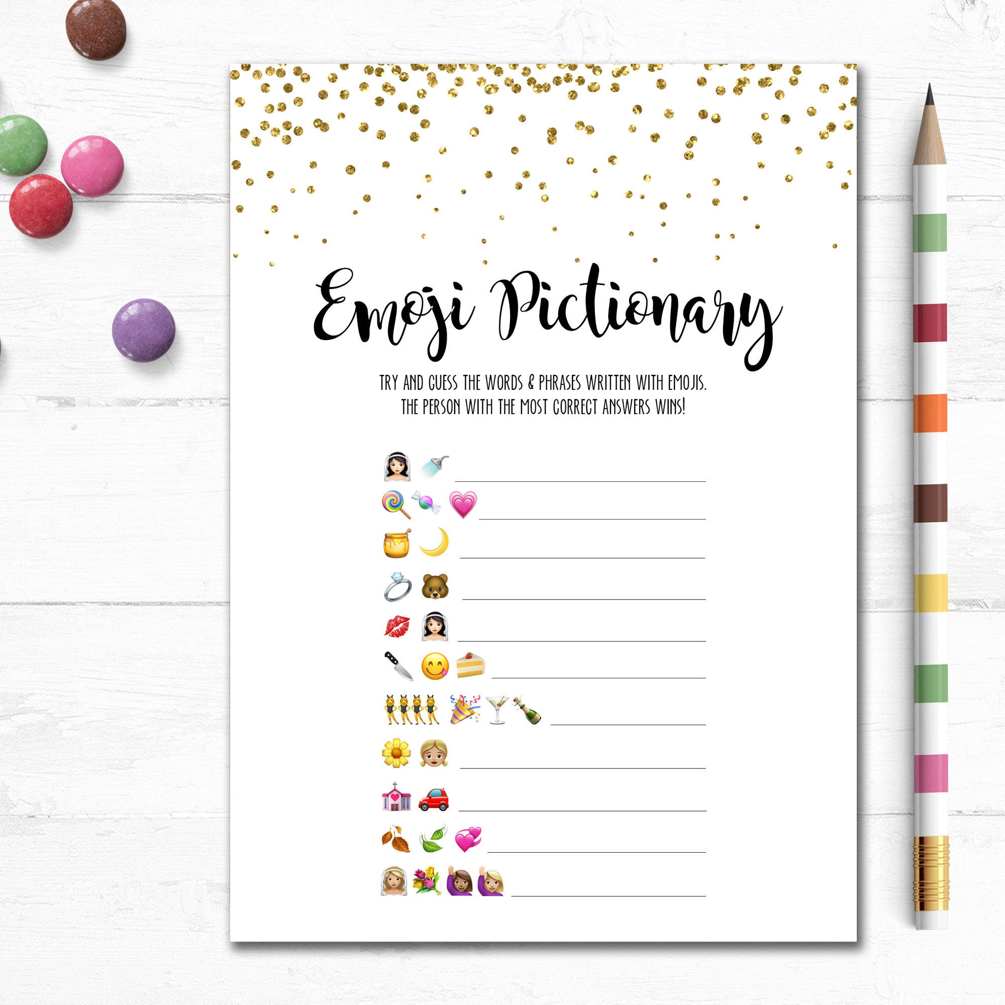 Printable Wedding Emoji Pictionary Bridal Shower Game Bridal | Etsy - Wedding Emoji Pictionary Free Printable