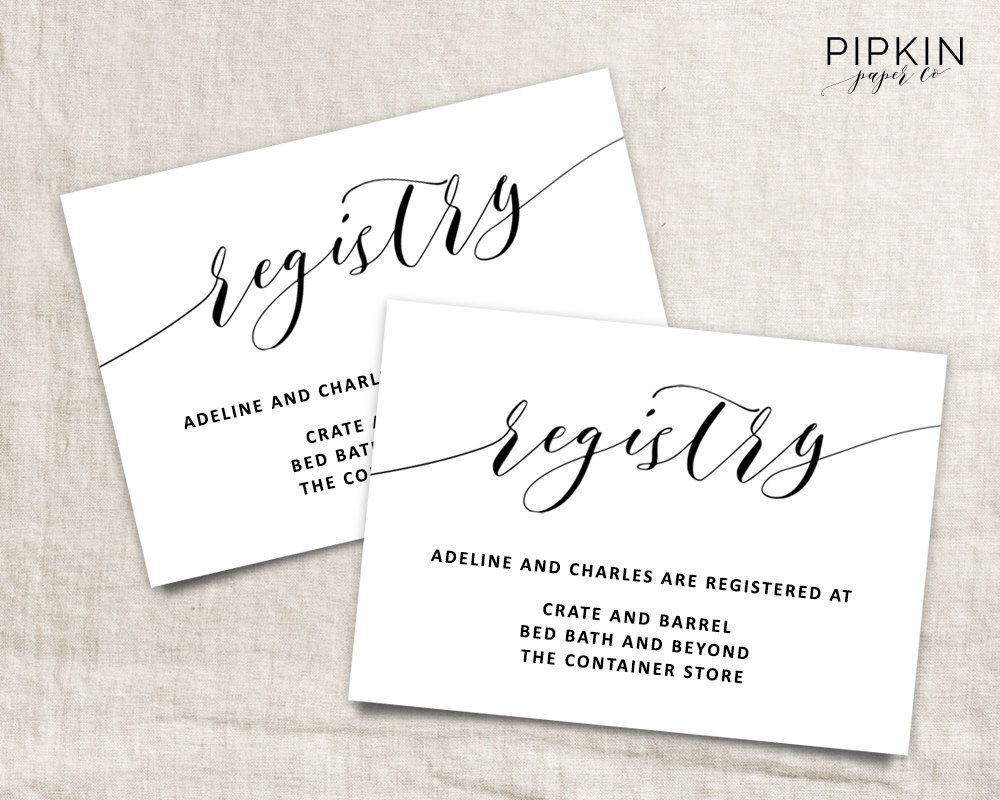 Printable Wedding Registry Card | Wedding Info Card Template - Free Printable Registry Cards