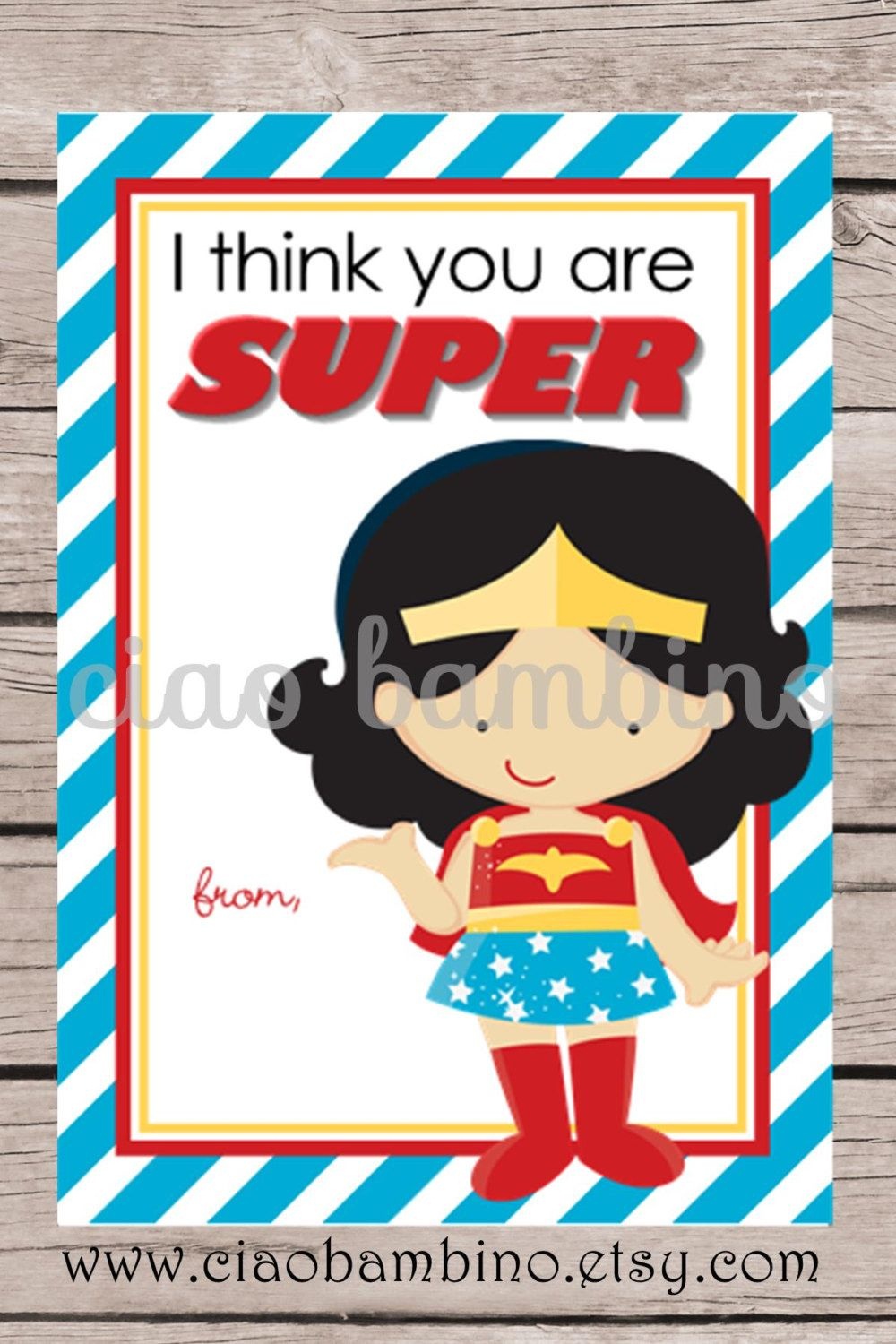 Printable Wonder Woman Valentine&amp;#039;s Day Card Forciaobambino - Free Printable Superman Valentine Cards