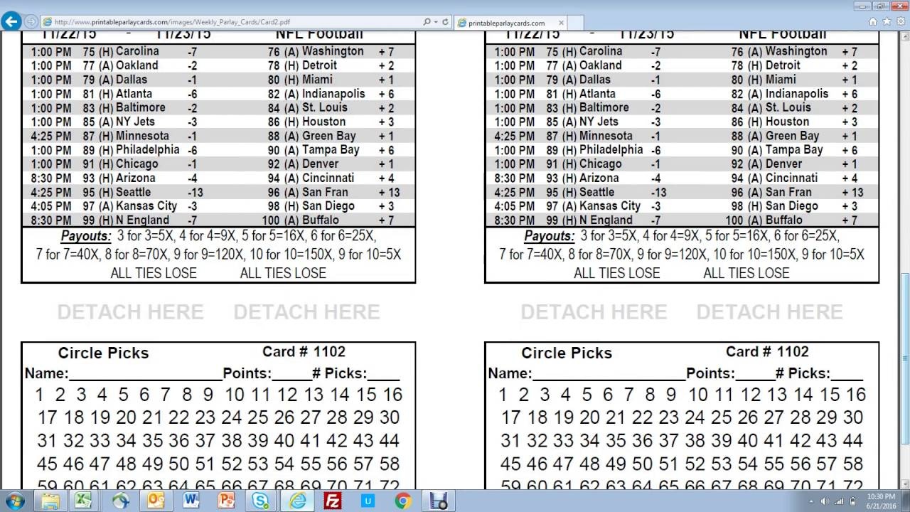 online football parlay cards