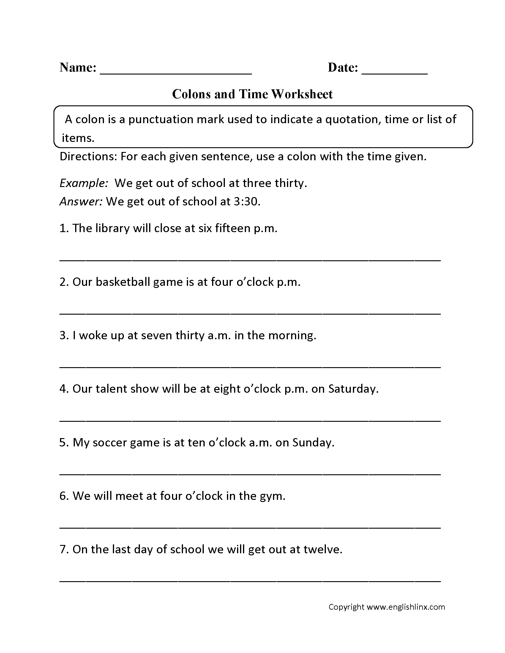 Punctuation Worksheets | Colon Worksheets - Free Printable 5 W&amp;amp;#039;s Worksheets