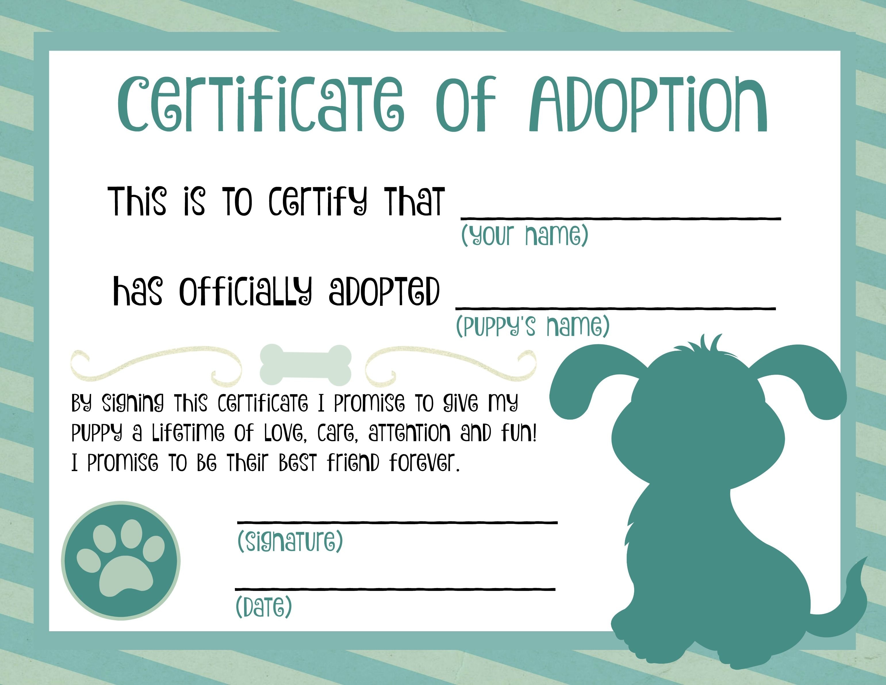 Puppy Adoption Certificate | Dog Birthday In 2019 | Adoption - Fake Adoption Certificate Free Printable