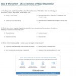 Quiz & Worksheet   Characteristics Of Major Depression | Study   Free Printable Worksheets On Depression