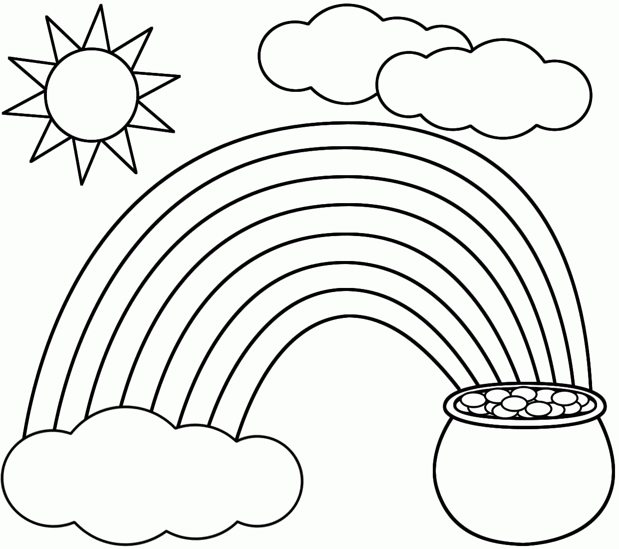 Rainbow Coloring Page ~ Kids Dream Of Rainbows With Pots Of Gold At - Free Printable Saint Patrick Coloring Pages