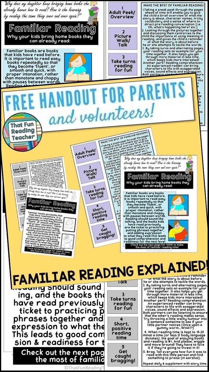 Reading Handout | Back To School Literacy Fun! | Reading Recovery - Free Printable Reading Recovery Books