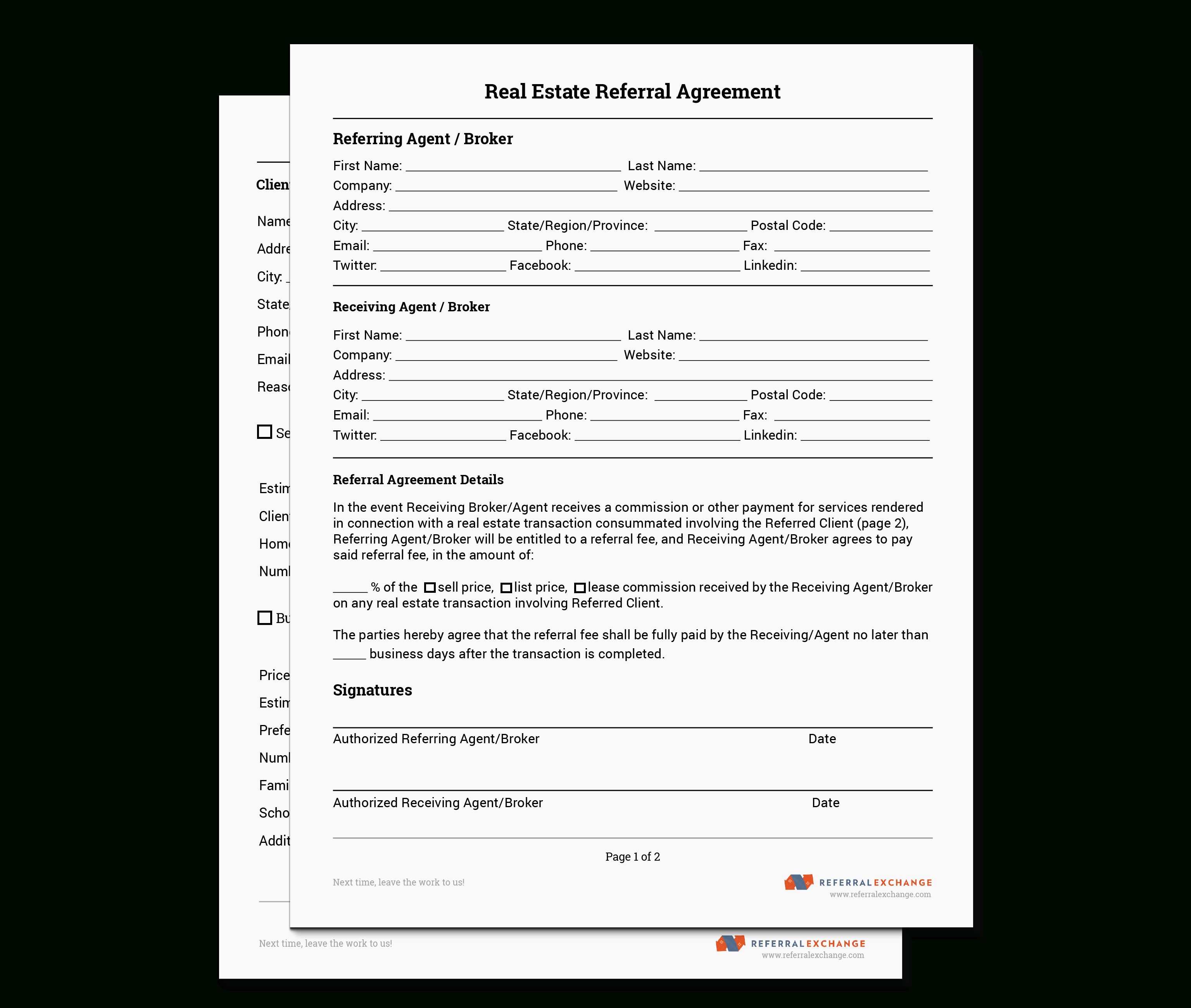 Realtor® Referral Form | Free Download | Referralexchange - Free Printable Real Estate Forms