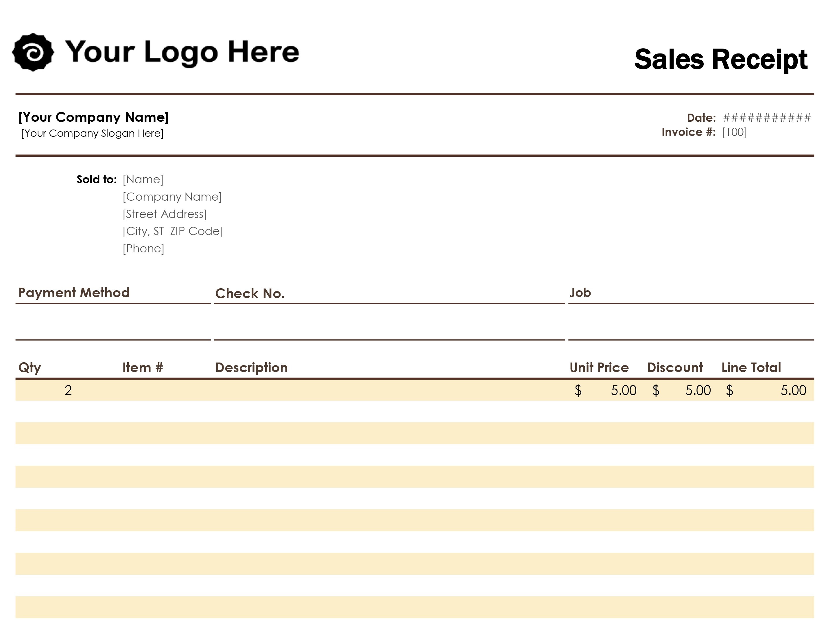 Receipts - Office - Free Printable Sales Receipt Form