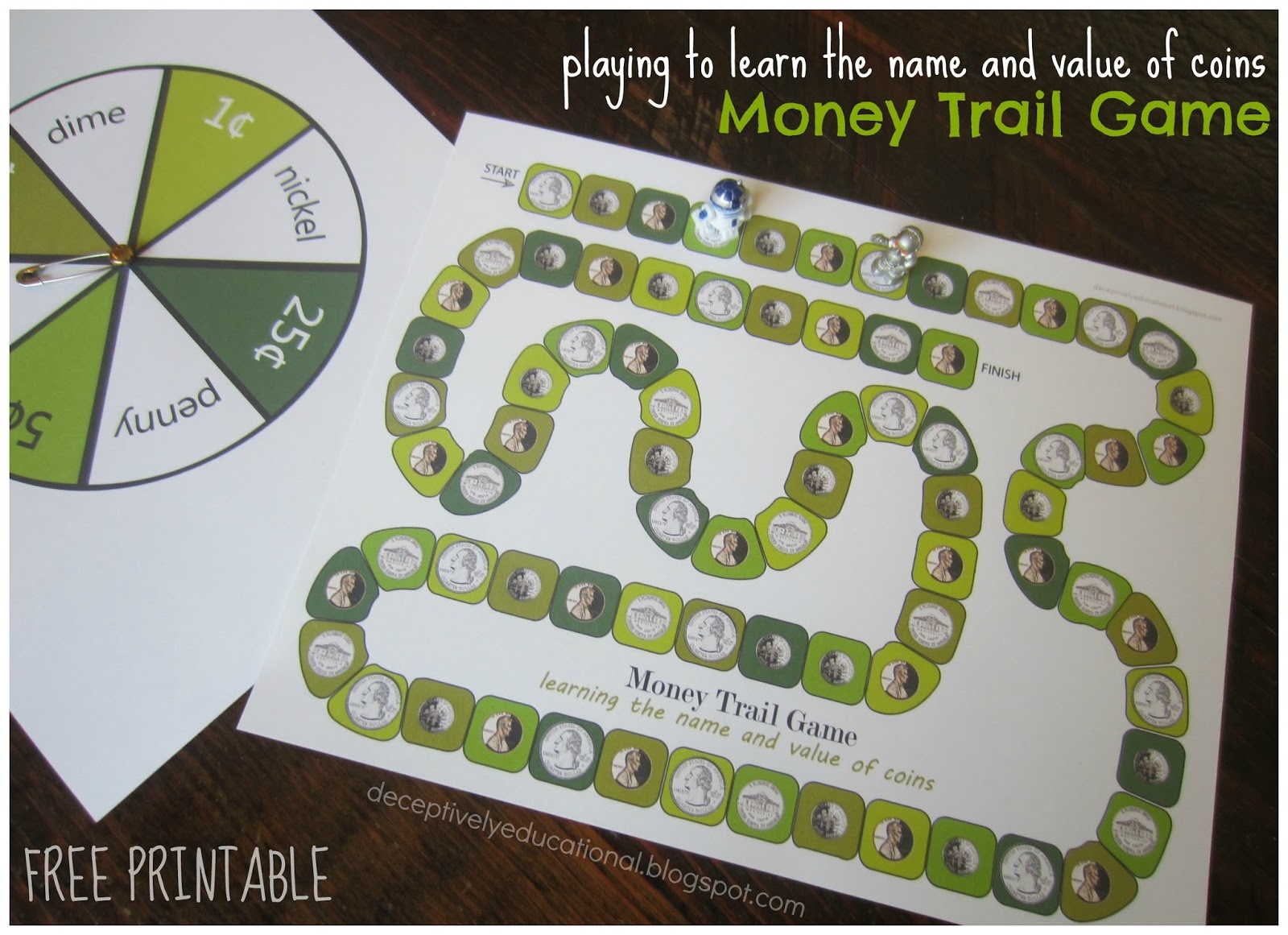 Relentlessly Fun, Deceptively Educational: Money Trail Board Game - Free Printable Game Money