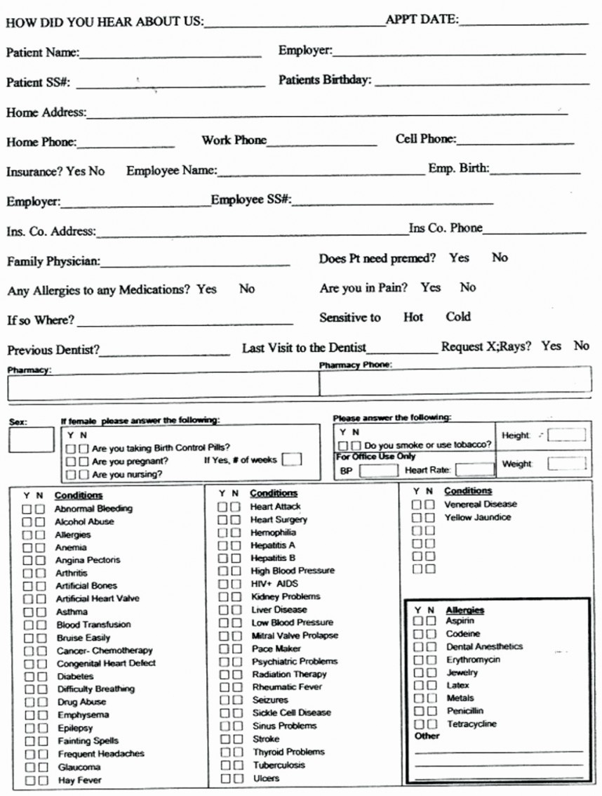 Remarkable Patient Medical History Form Template Ideas Excel For - Free Printable Personal Medical History Forms