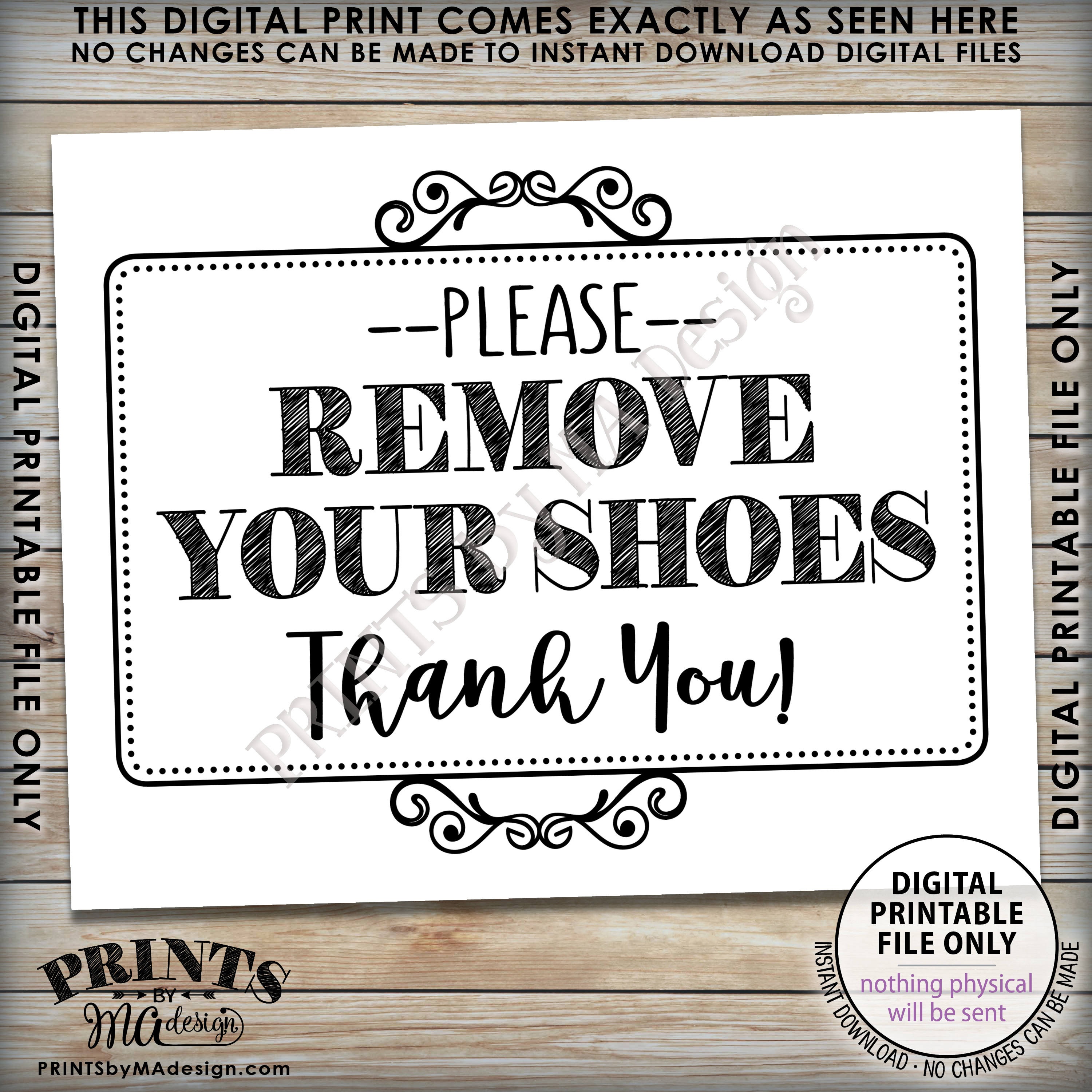 Remove Shoes Sign, Please Remove Your Shoes, Entryway Sign, Entrance - Free Printable Remove Your Shoes Sign