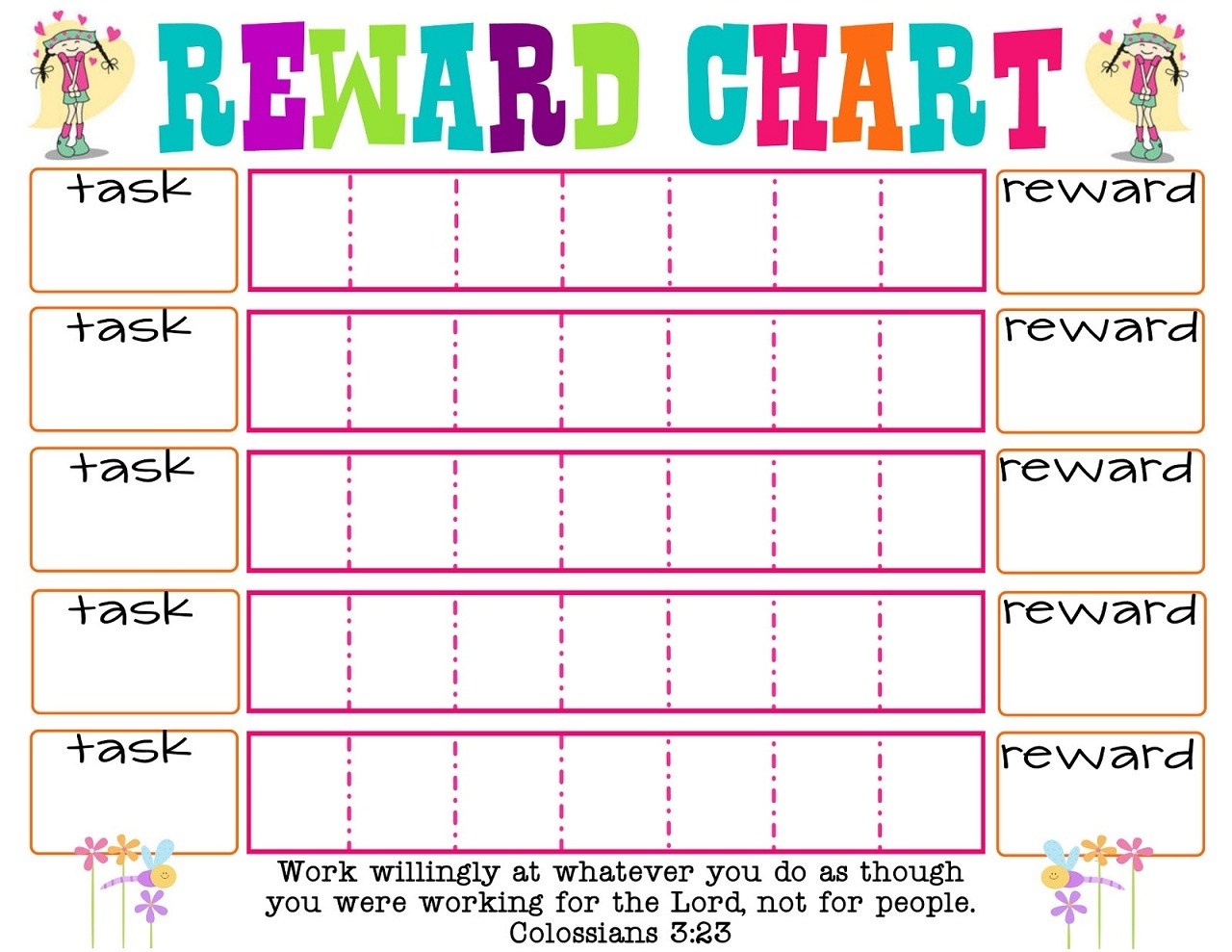 Free Printable Reward Charts For 10 Year Olds