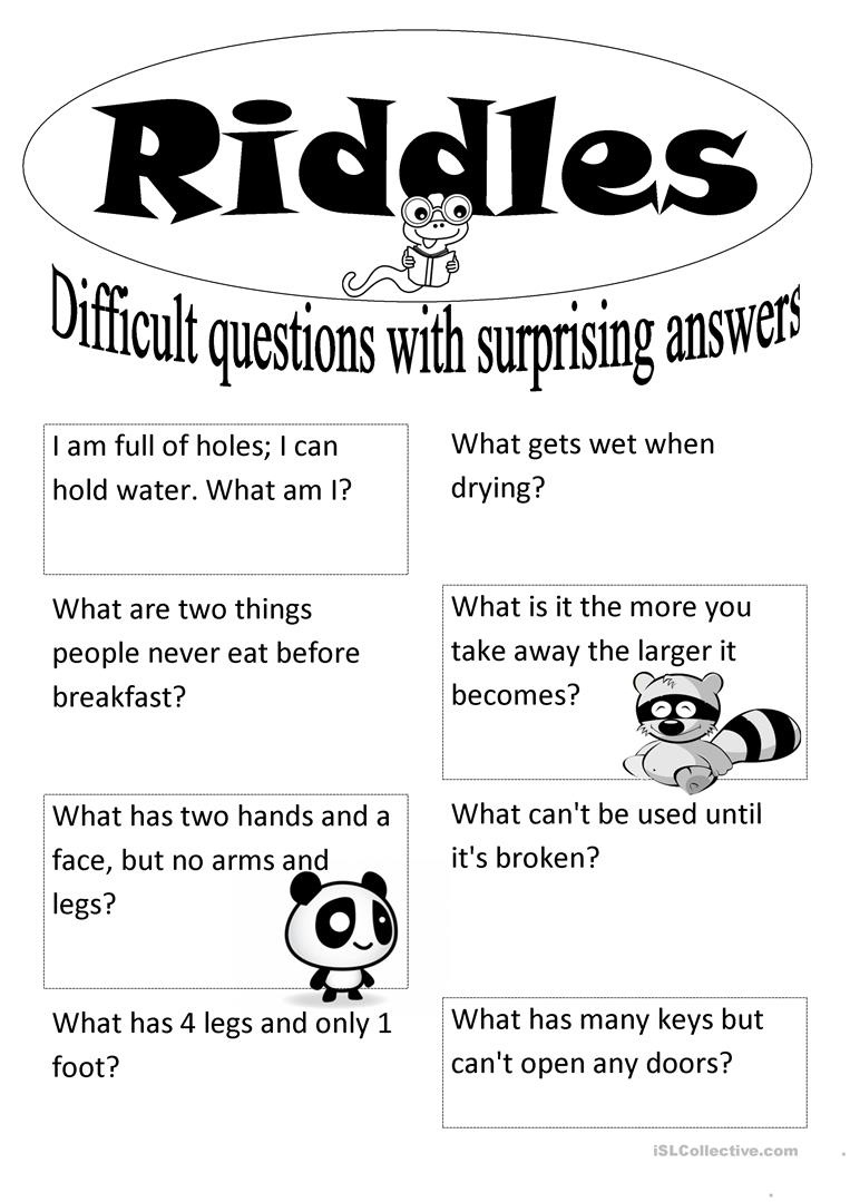 Easy Riddles With Answers Printable