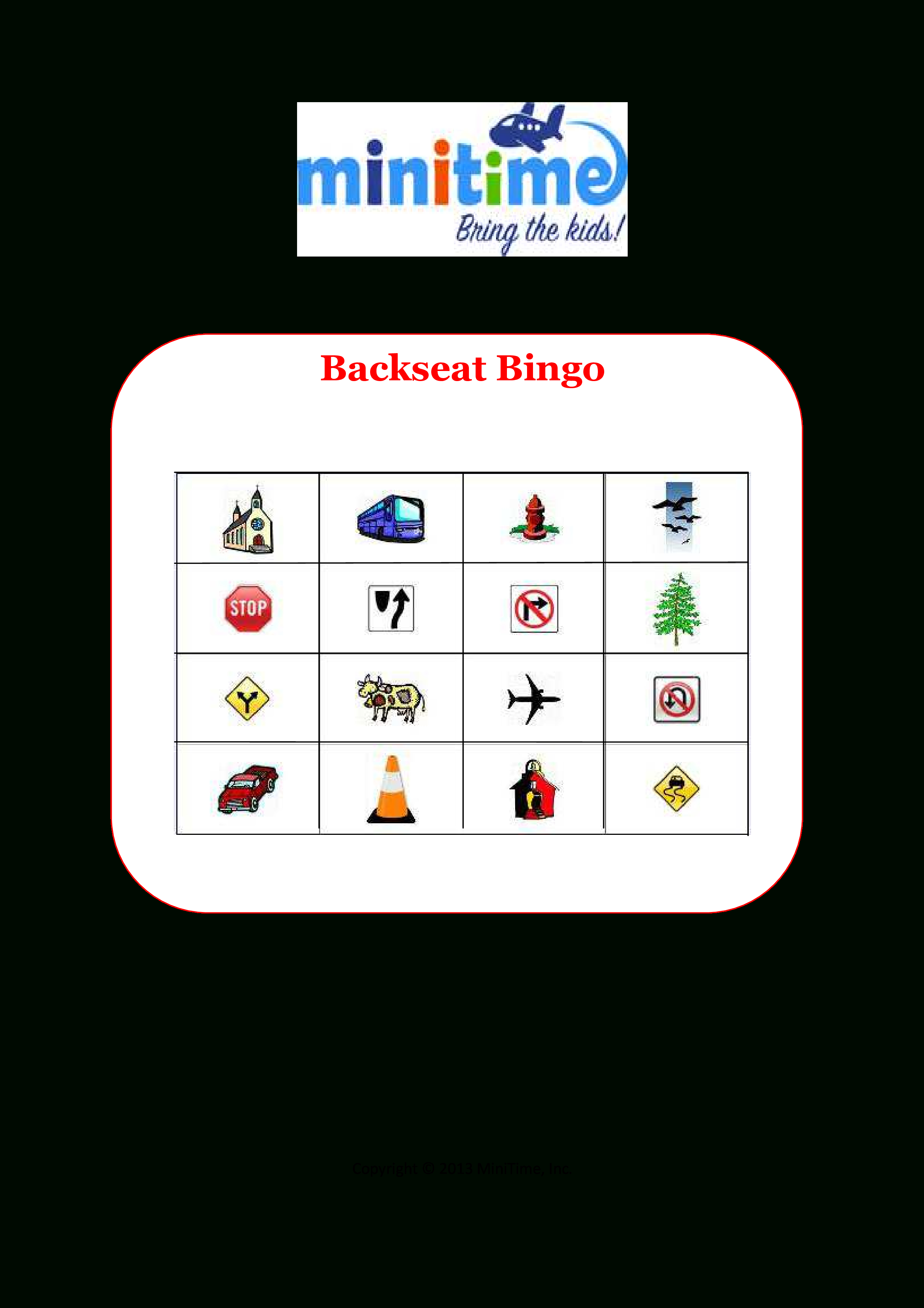 Road Trip Bingo  Free Printable Car Games For Kids  Minitime - Free Printable Car Ride Games 