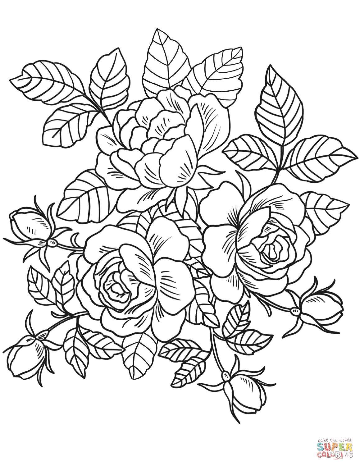 Roses Flowers Coloring Page | Free Printable Coloring Pages - Free Printable Coloring Pages