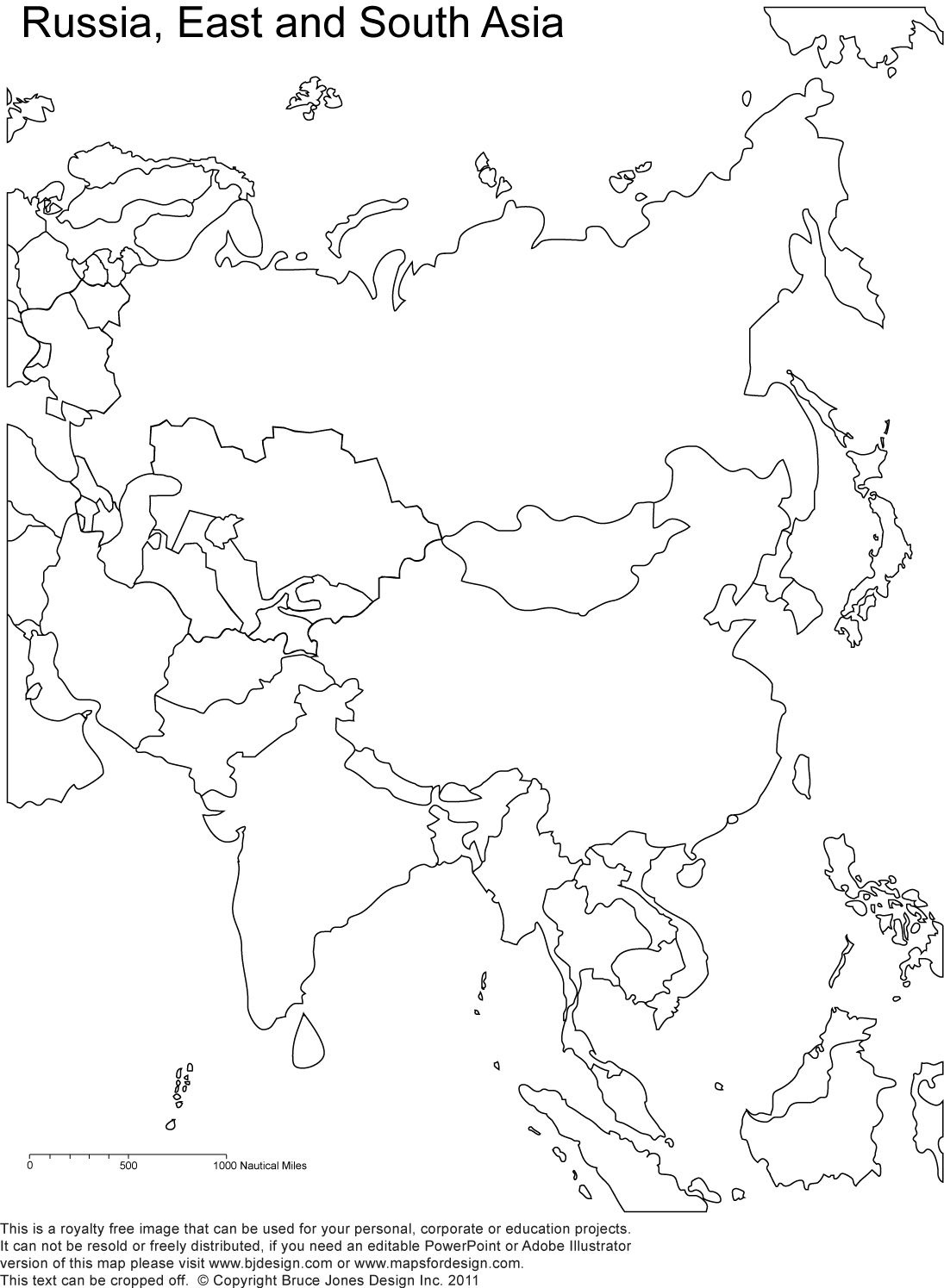 Russia And Asia, Blank Printable Map, Royalty Free | Geography | Map - Free Printable Map Of Russia