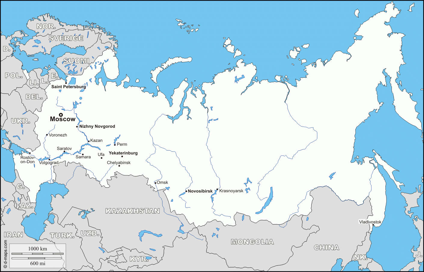 Russia : Free Map, Free Blank Map, Free Outline Map, Free Base Map - Free Printable Map Of Russia